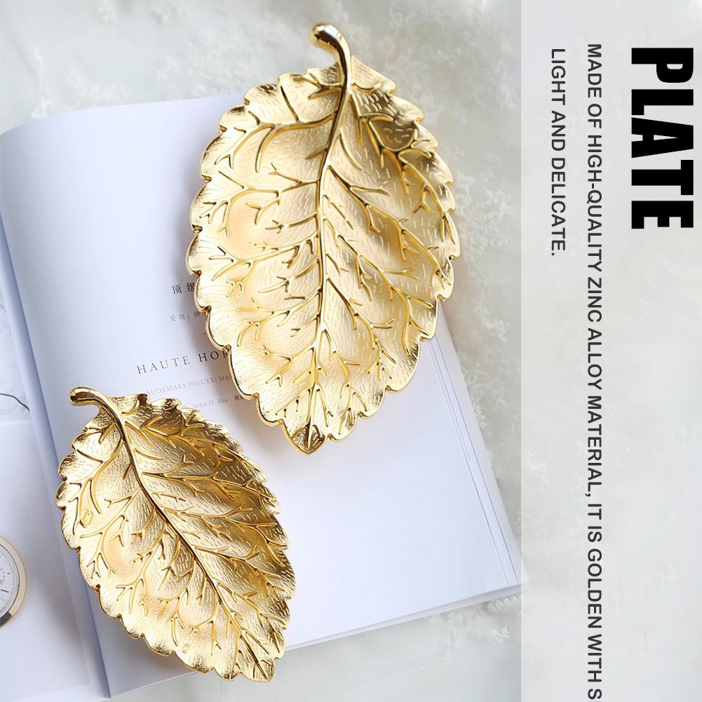 Assiettes à vaisselle en forme de feuilles en alliage de Zinc, casserole de stockage assiettes à fruits pour décoration de la maison bijoux bibelot outil de plateau de vanité