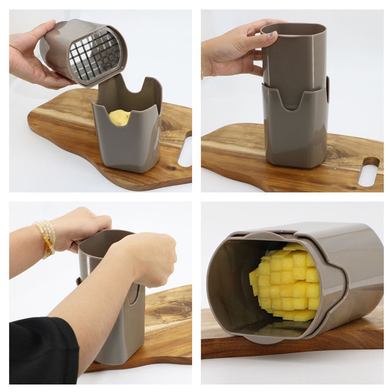 QueenTime Grid Blade French Fries Slicer Potato Carrot Cube Cutter Manual Garlic Presses Fruit Vegetable Tools Kitchen Gadgets