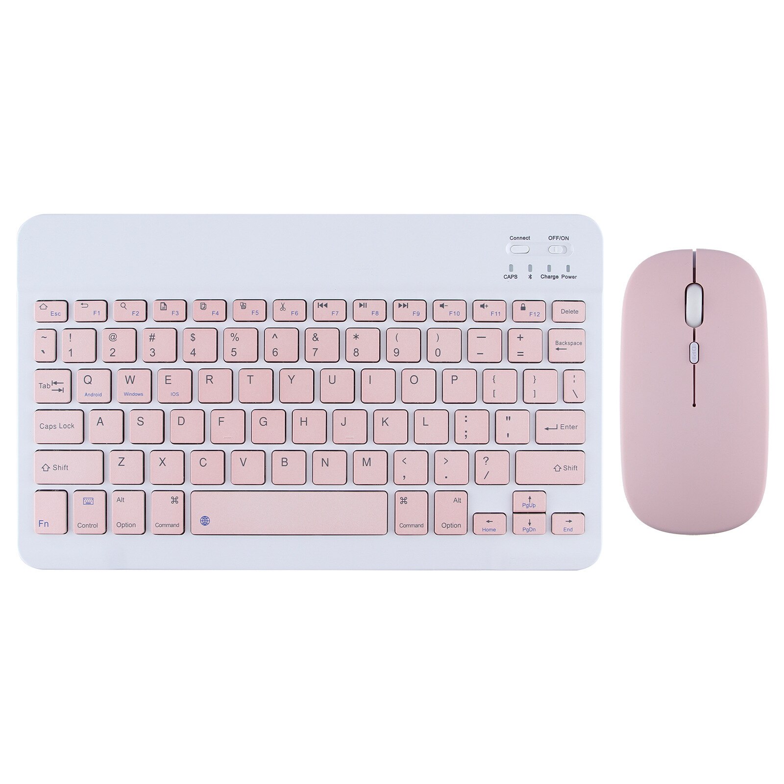 Klawiatura Bluetooth bezprzewodowa klawiatura i mysz hiszpańska Mini rosyjska klawiatura do ipada telefon Samsung Tablet ipad pro 11 air 2020: Pink  English