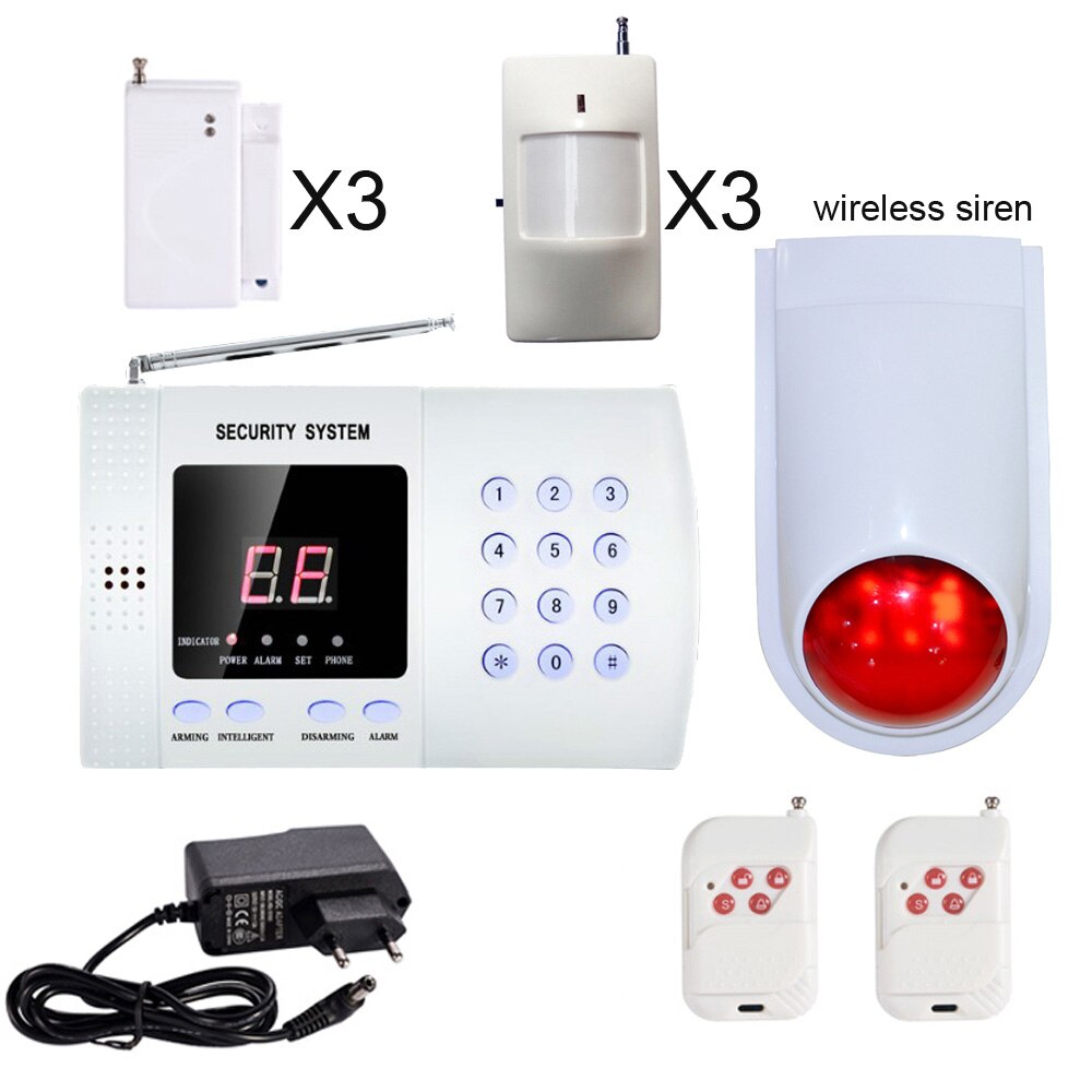 Home security PSTN Alarm System Telephone Dialer 99 wireless zones 433MHz wireless PIR motion detector Door contact sensor