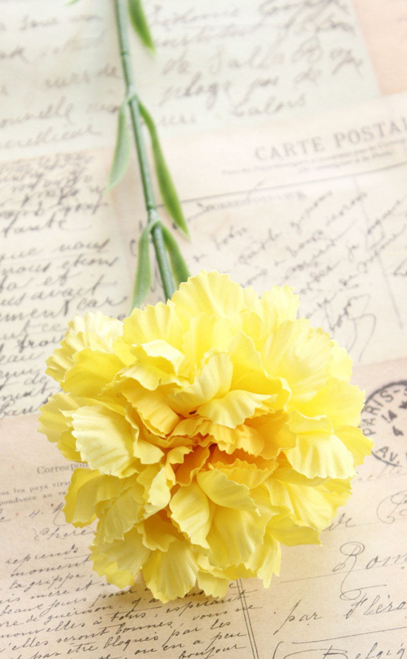 5pcs of silk Carnation 50cm Artificial flowers bouquet for mother&#39;s valentine birthday party garden room decor: Yellow