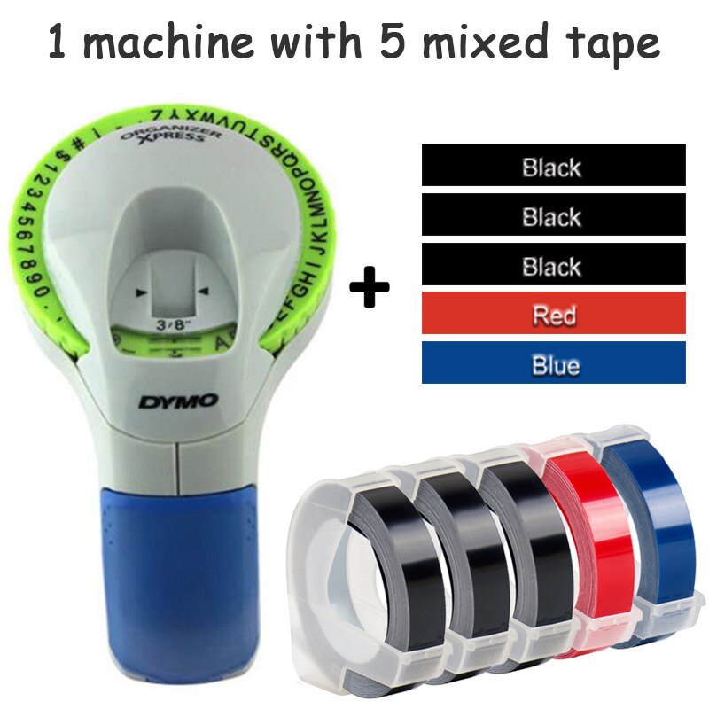 Combination of Machine and Ribbon Dymo 12965 Manual Label Maker Diy Embossing Label Printers for 9mm 3D Embossing Label Tapes: 12965 -F