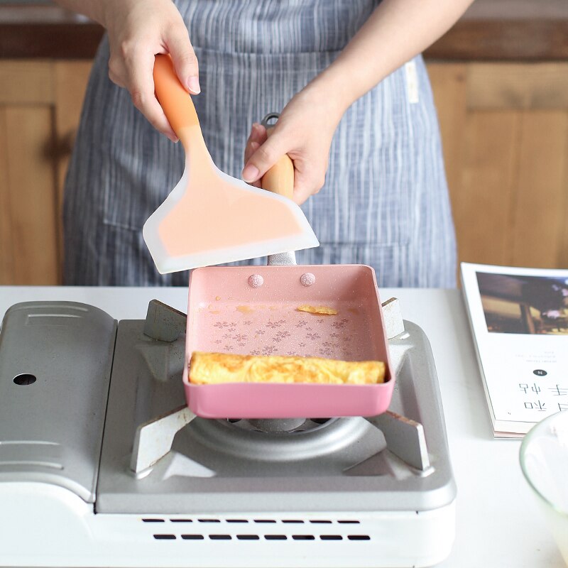 Japansk stekpanna trähandtag tamagoyaki omelett non-stick pan stekt ägg pannkaka köksgryta stekt kyckling matlagningsverktyg