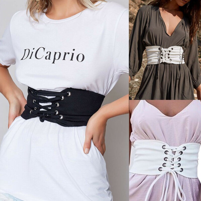 mujeres Encaje Vintage a cinturón elástico elástica ancha vendaje negro corsé para la cintura Slim único Accesorios