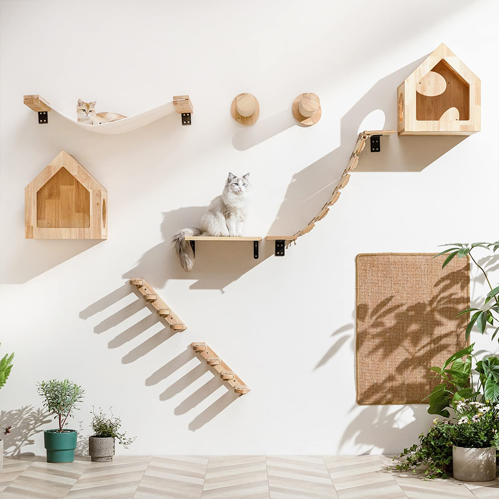 Kat Muurklimplank Vier Stappen Trap Krabpaal Bed Verbergen Huis Voor Binnen Katten Boom Toren Huisdier Meubelaccessoires