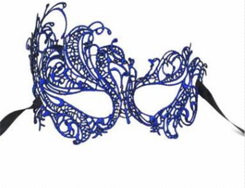 Lace Mask Eye Sexy Bronzing Masquerade Ball Halloween Party Costume Decor: Blue