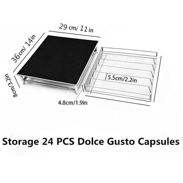 Dolce Gusto-cajón de almacenamiento para cápsulas, 24 Uds., soporte negro de fila recta, giratorio, estante de Metal, chapado, acero inoxidable, nuevos estantes para café