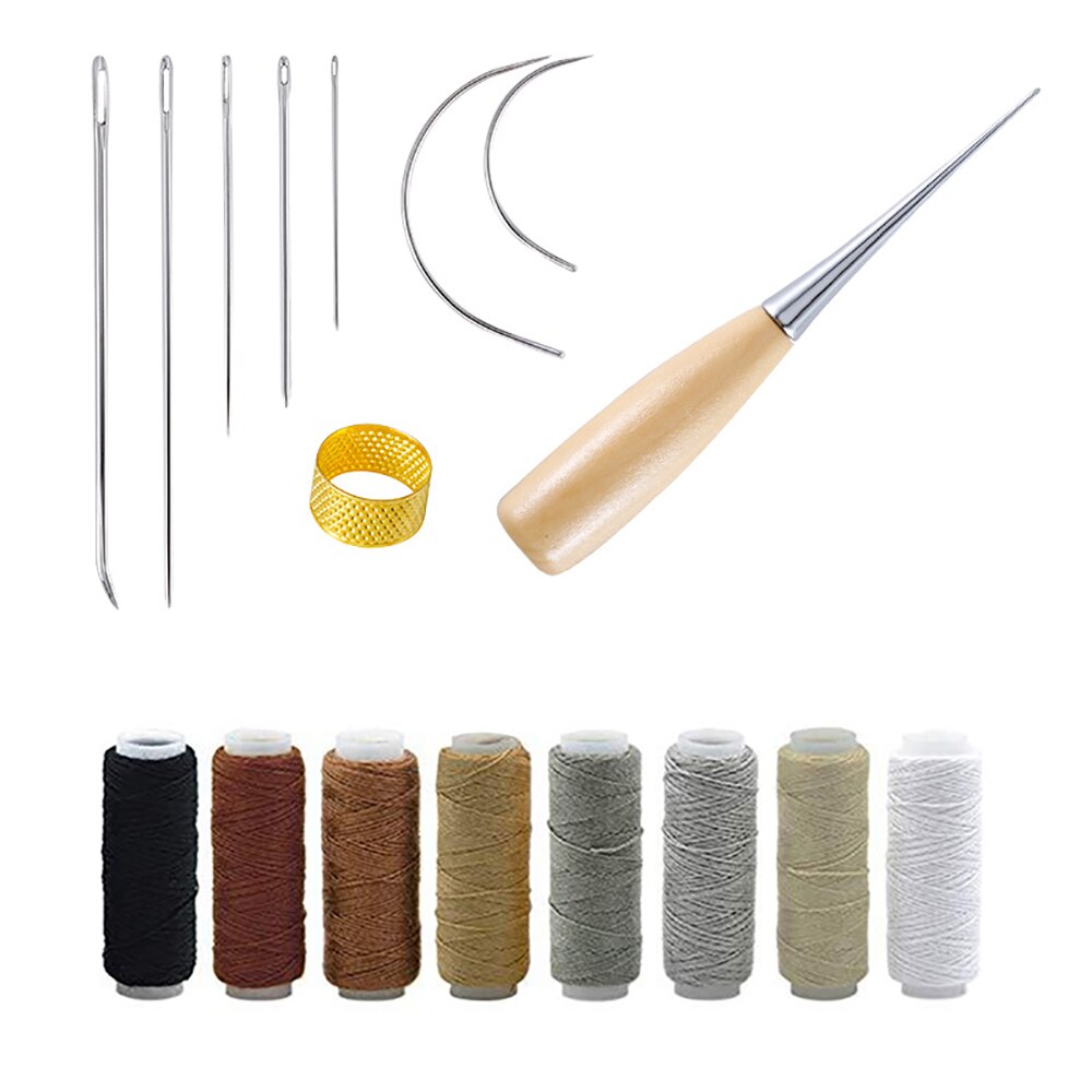 Leather Craft Tool Kit Repair Kit Leather Hand Sewing Needles Thread Needles Large-Eye Stitching Needles Leather Repair Tools