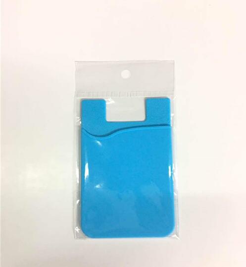 1PCS Silicone Card Cover Mobile Phone Back Pocket Women Men Card Case Elastic Non-slip Cell Phone Stick Adhesive Card Holder: Sky Blue