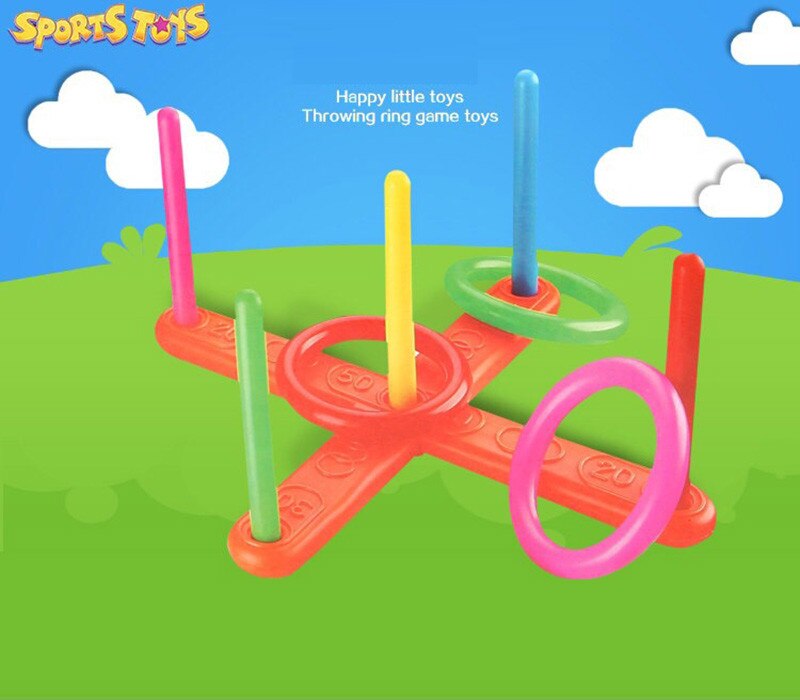 1 sæt plast ring kaste hylse sjove børn udendørs sport hoop ring kaste quoits legetøj cross haven spil pool til børn