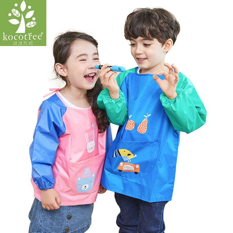 Kocotree baby slabbetjes cartoon waterdichte lange mouwen kinderschort speeksel handdoeken baby polyester boerendoek voor kinderen voeden
