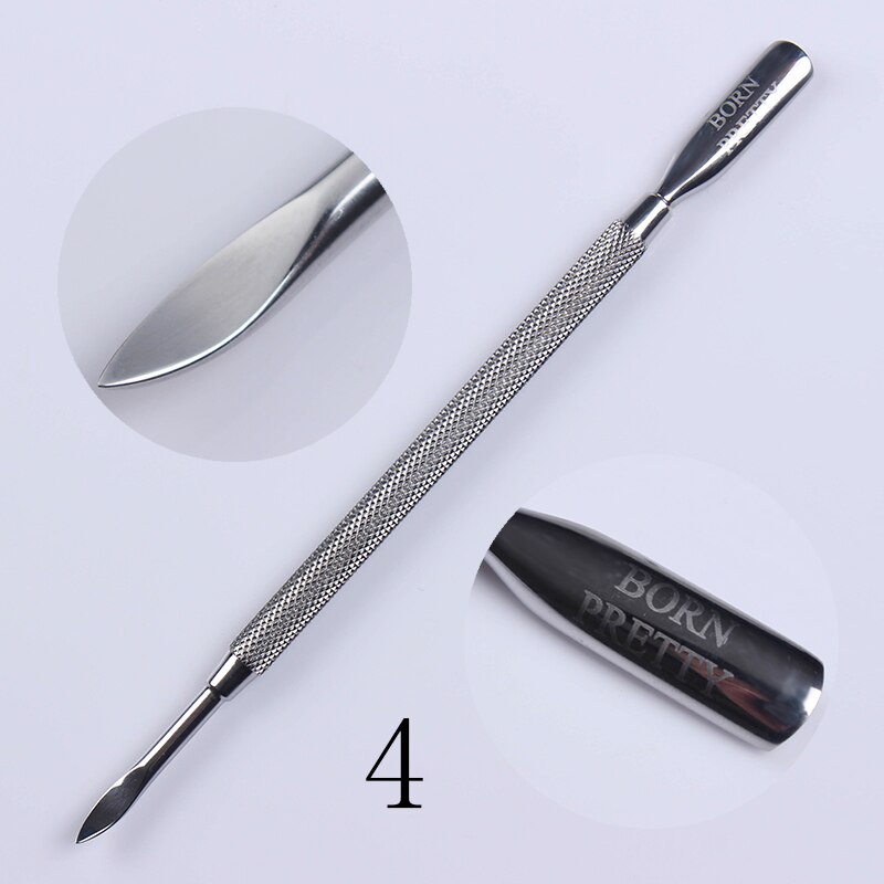 BORN PRETTY 3Pcs Stainless Steel Nail Cuticle Pusher Spoon Remover Cutter Nipper Clipper Nail Scissors Nail Art Tools