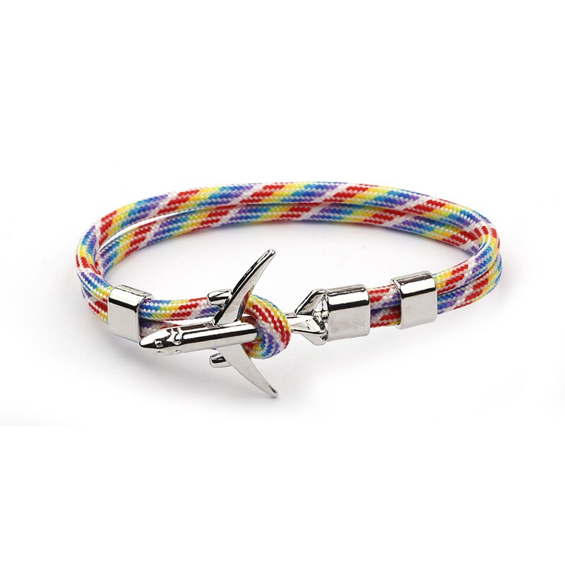 NIUYITID samolot charm kotwica mężczyzn bransoletki kobiet lotnisko moda Rope Chain Paracord lotnictwa życia biżuteria Pulseras Hombres: A17