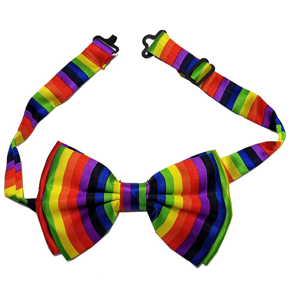 12*7.5 CM Unisex Adult Double layer Colorful Rainbow Bow Tie Striped Neck tie men and women shirt match for wedding: Color 1