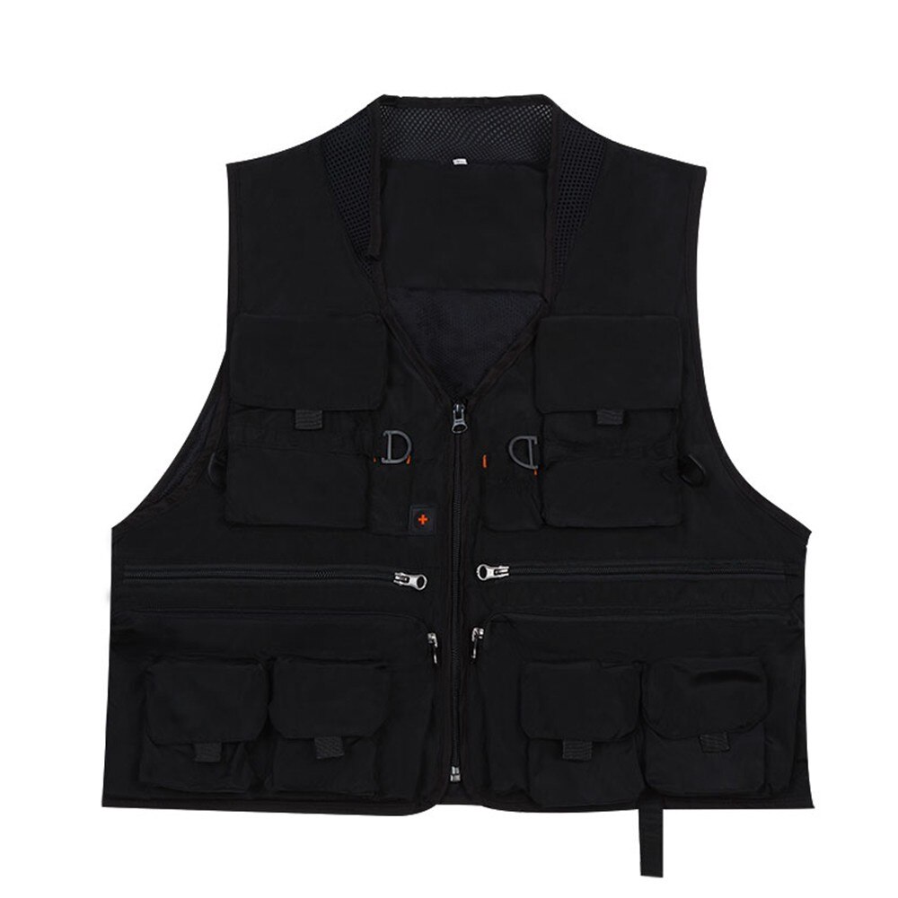 Quick Dry Fly Fishing Vest Ademende Vissen Jas: BLACK-XL