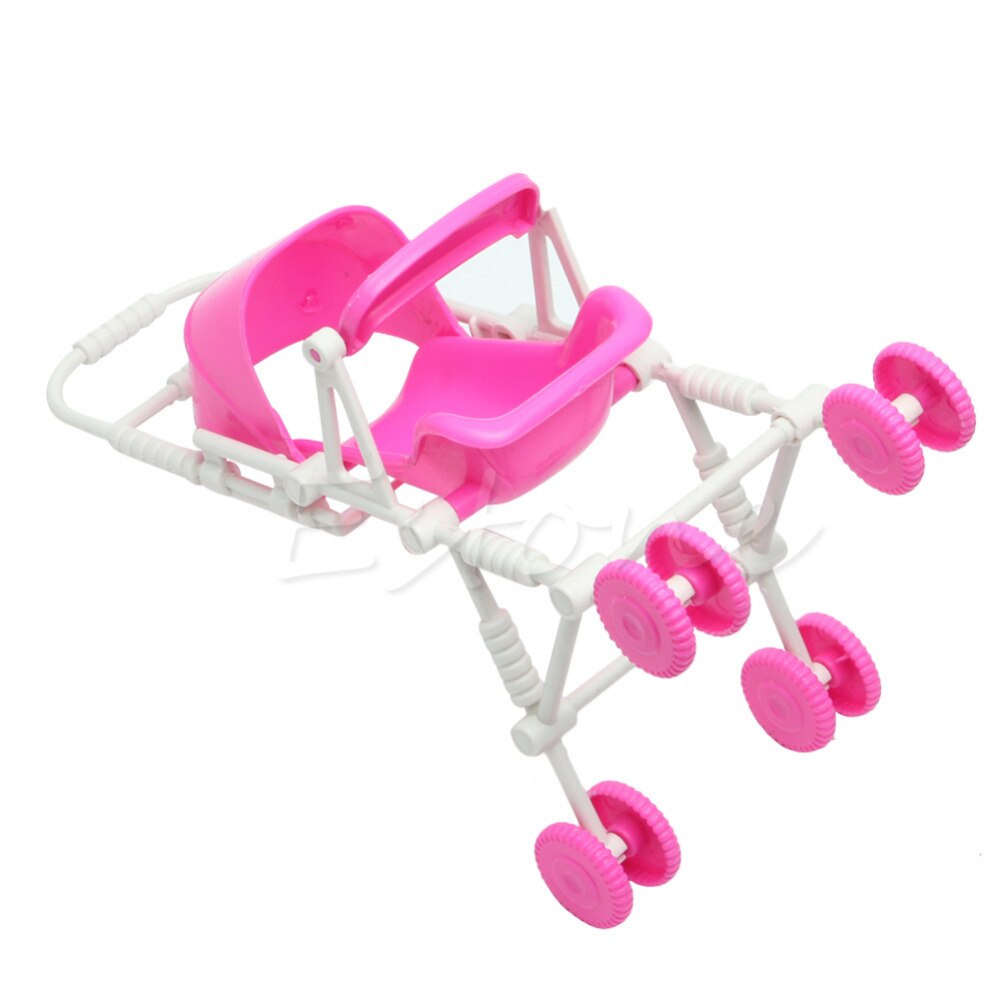 1pc Top Brand Assembly Baby Stroller Trolley Nursery Furniture Toys For Doll Pink