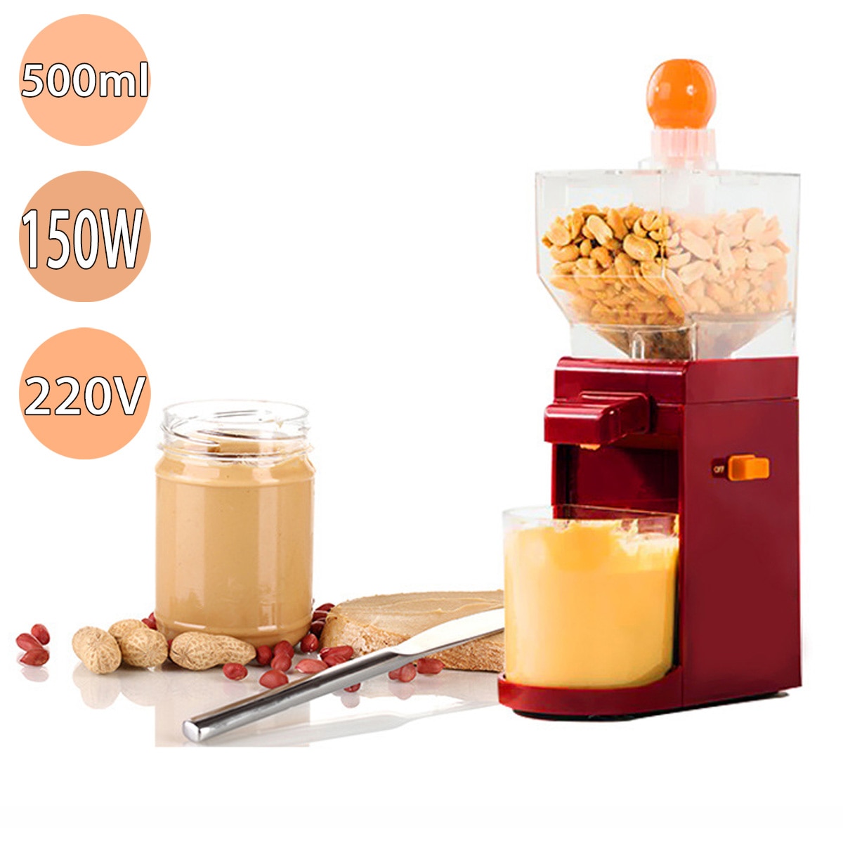 500ml 150w mini hushålls elektriska självkvarn elektrisk jordnötsmaskin kaffekvarn minijordnötskvarn