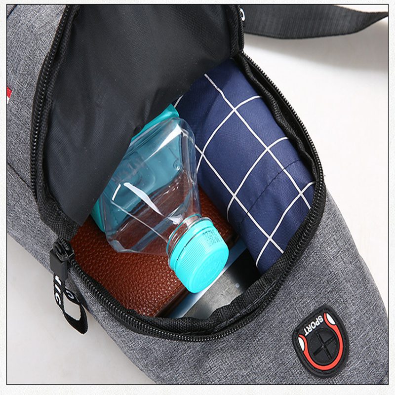 Man Messenger bag shoulder Oxford cloth Crossbody Casual messenger chest bags Headphone hole Multifunction Handbag