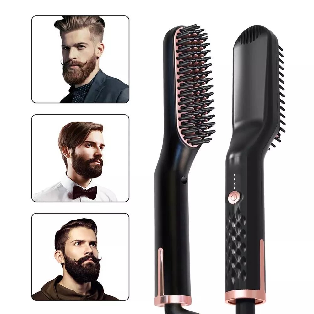 Men Beard Straightener Ceramic Hair Straighteners Multifunctional Hair Brush Curling Iron Straightening Comb Quick Hair Styler