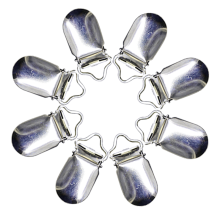 Luo Qiu 100 Stuks/partij 10Mm Metalen Zilveren Kledingstuk Clips Met Plastic Tanden Gebruik Maat Attache Sucette Speenkoord Hout Naaien clips