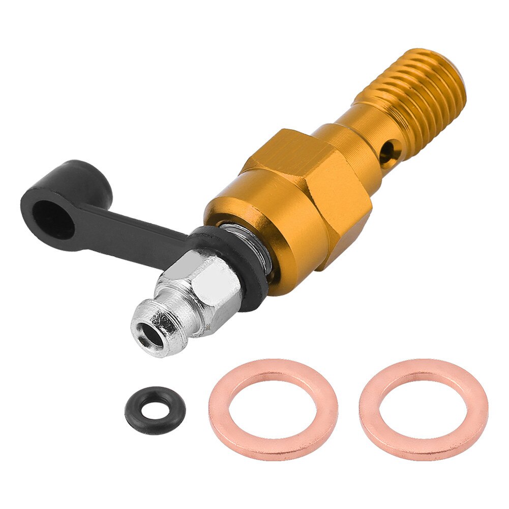 Vis de purge boulon Banjo cylindre | Frein de moto, alésoir étrier de cylindre, vis de Banjo boulon + dépoussiérage embout: Gold