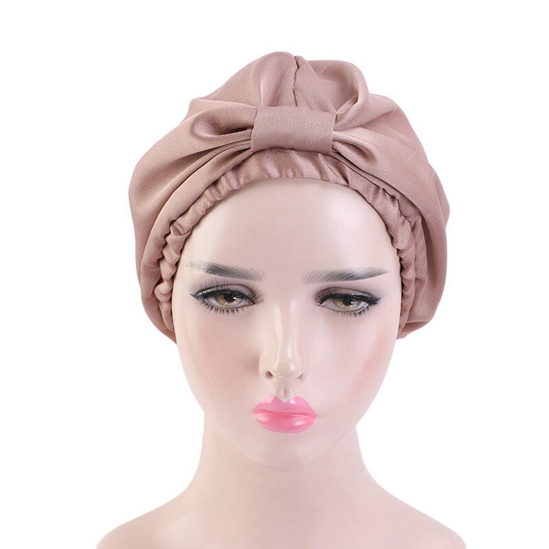 Muslim silke turban caps for kvinner satin panseret hette elastisk skjerf lue damer hårtap chemo cap hår tilbehør