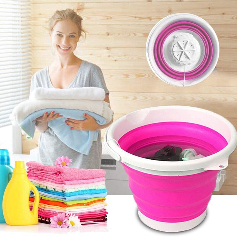 Falten-Badewanne Mini Waschmaschine Ultraschall Reinigung Tragbare Unterlegscheibe Usb Schlafsaal Mini Wäsche Maschine mit Klapp Fass