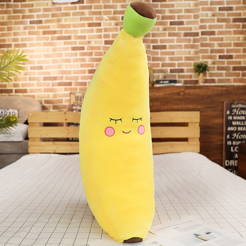 Hot New 1pc 80/100CM śliczne pluszowe owoce zabawki żółty Banana pluszowe rośliny zabawki Banana poduszki dla domu łóżko dziecko dzieci prezenty urodzinowe: 1 / 100cm