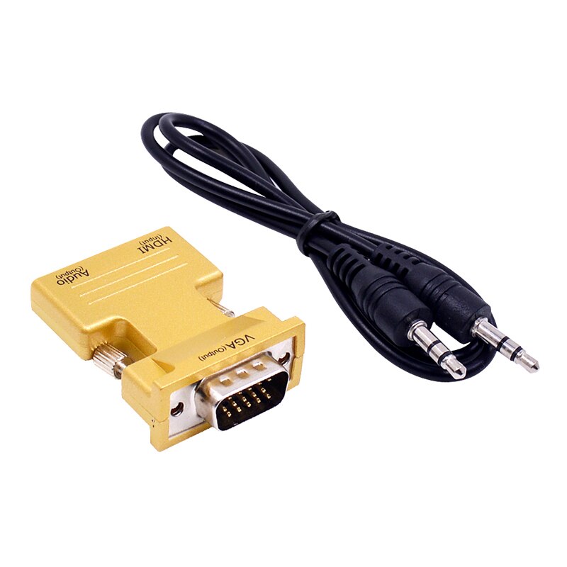 Hdmi Naar Vga Kabel Met Audio Hdmi Female Naar Vga Male Naar Computer Set-Top Box Converter Connector Voor pc Projector Speaker: YELLOW