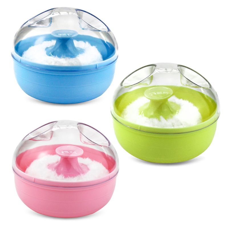 Portable Baby Soft Body Talcum Powder Puff Sponge + Box Case Container Useful DXAD
