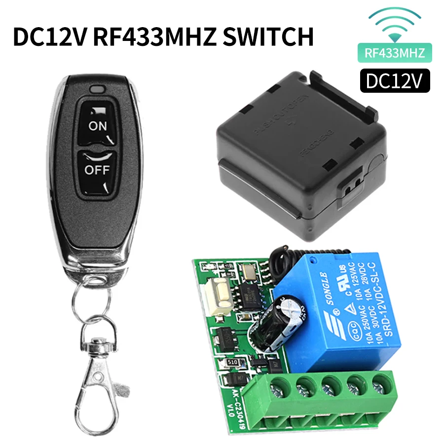 Rf 433 mhz gate remote control switch,  dc 12 v asking code relay receiver, universal diy mini module for garage door led lighting