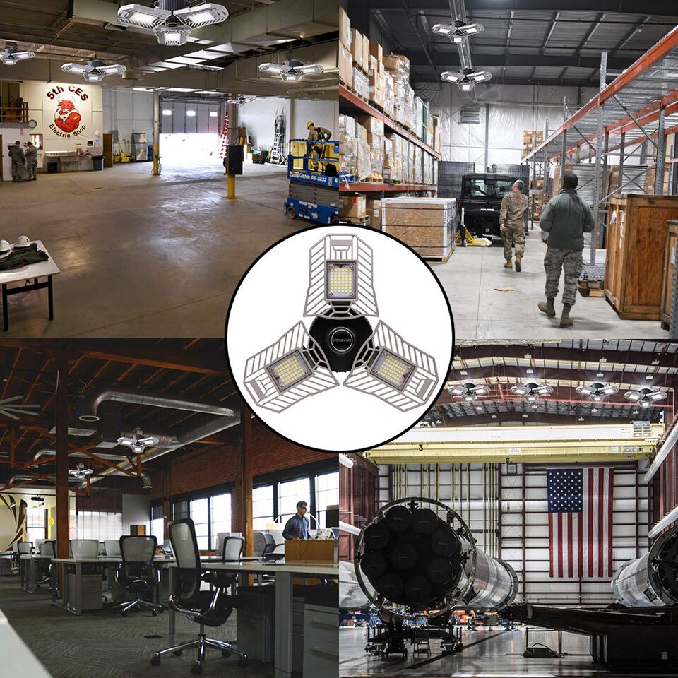 Luces para Garage LED 60W, luz de techo ajustable para garaje, bombillas de bombilla LED tipo mazorca deformables de alta intensidad, 6000LM para estacionamiento en sótano