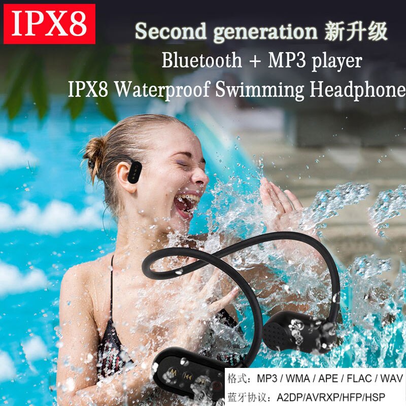 IPX8 Waterdichte Zwemmen MP3 En Bluetooth MP3 Speler Sport Headphone8g 16G 32G Muziekspeler Upgrade Mp3 Speler
