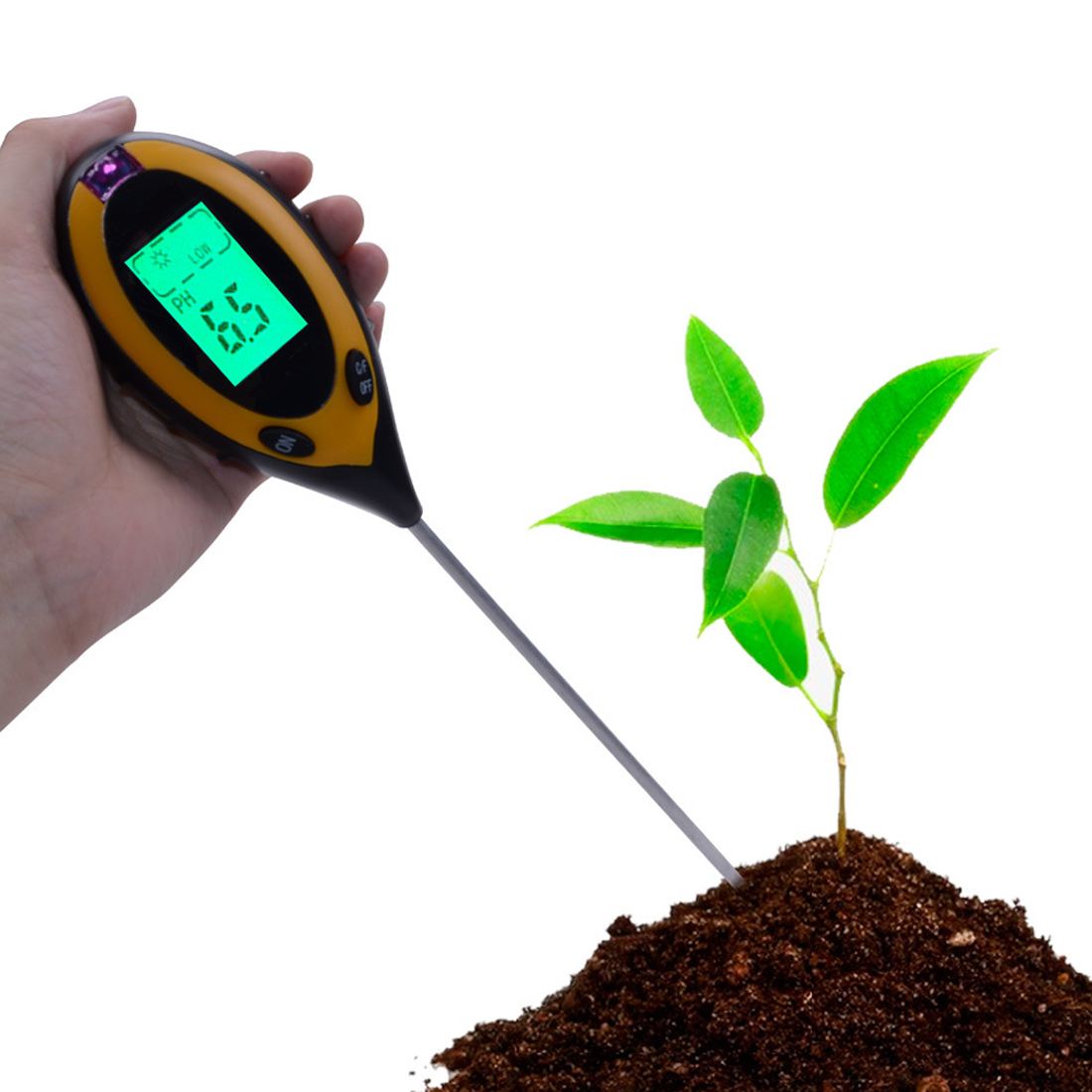 Digital Soil PH Meter Moisture Monitor Temperature Sunlight Tester For Gardening Plants Farming With Blacklight LCD Display: Default Title