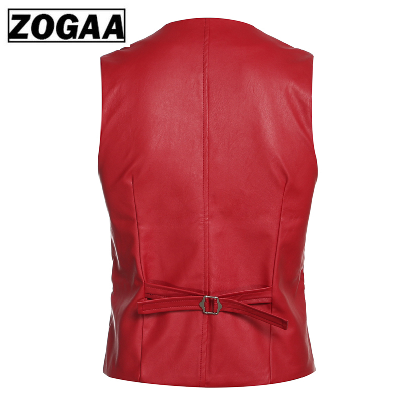 Tang kühlen Neue Faux Leder Jacke Westen Rot Weiß Schwarz Einreiher V Neck Herren Weste Slim Fit Ärmel mantel