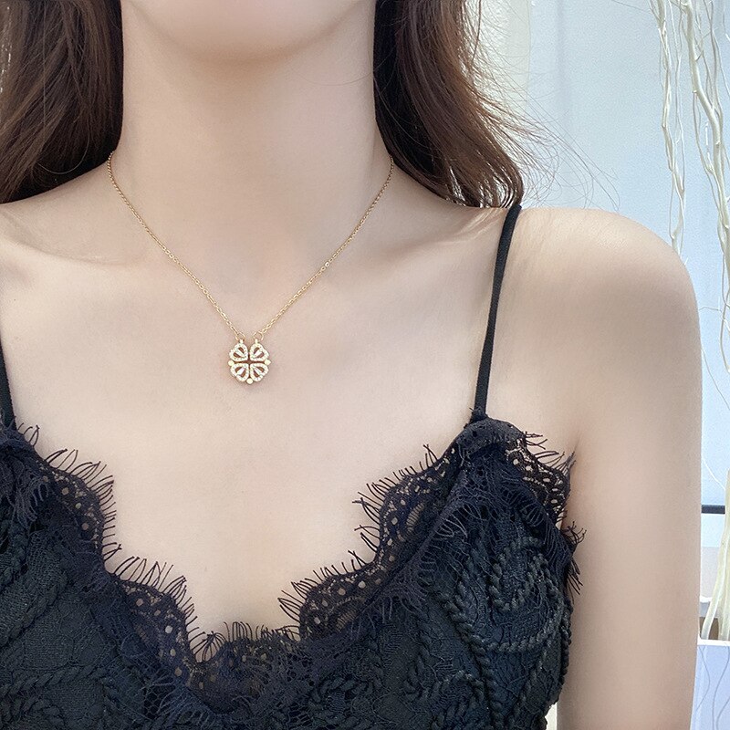 Liebe vier-kleeblatt Halskette frauen Licht Luxus Nische Gefühl Personalisierte Schlüsselbein Kette Neue Zubehör: Gold