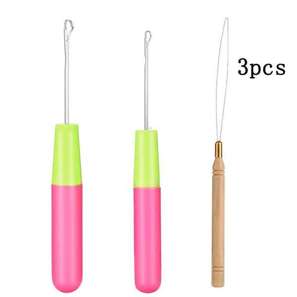 Herramienta de gancho de pestillo, ganchos de agujas de ganchillo, Kit de agujas de gancho de pestillo de plástico, gancho de pestillo doblado para fabricación de alfombras y cabello trenzado de ganchillo, 7/5 Uds.: Verde claro