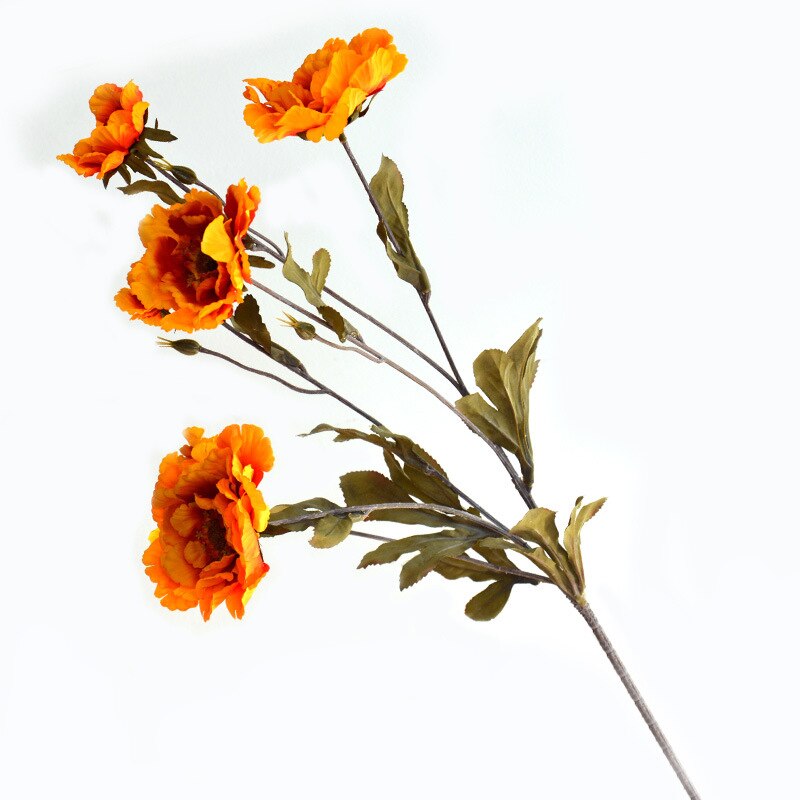 Fleur artificielle de Simulation en tissu de soie pivoine, , décoration de mariage, guirlande pour un , décoration artisanale pour la maison, plante: Orange