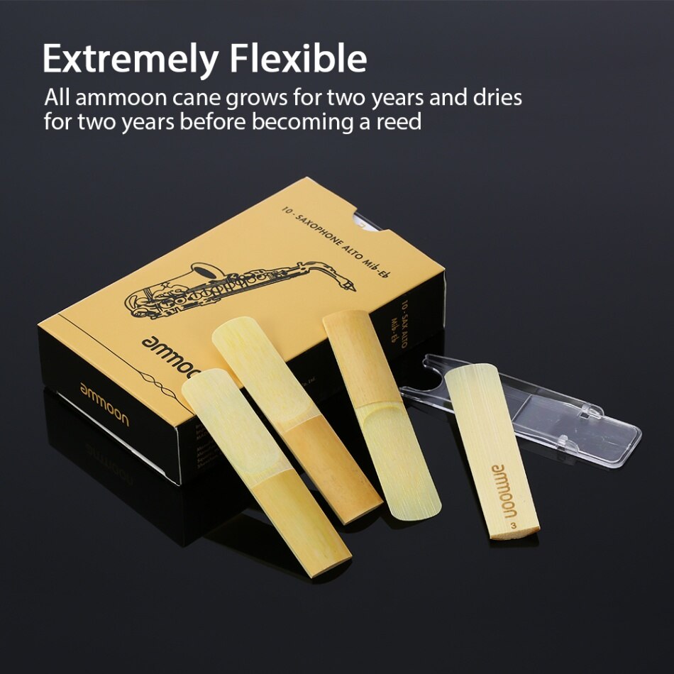 Ammoon 10 stuks/doos altsaxofoon rieten sterkte 2.5/ 3.0 saxofoon traditionele rieten saxofoon accessoires: Sterkte 3.0