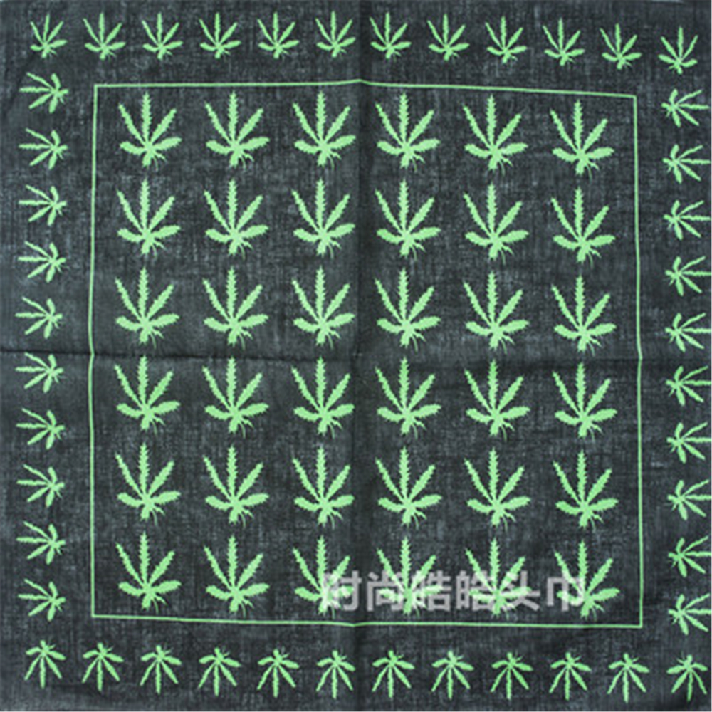 Foulard carré en coton à imprimé de feuilles, multifonctionnel, style hip hop, pour l&#39;extérieur, JQ012