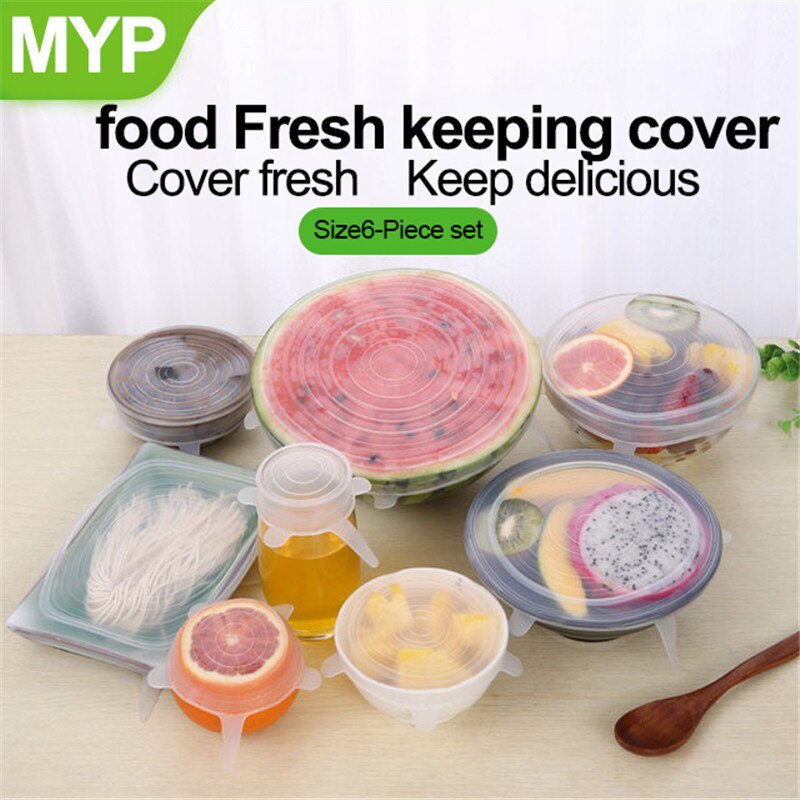 MYP-Tapas elásticas universales de silicona para cuenco, olla, cubierta de silicona para cocinar alimentos frescos, funda para microondas, utensilios de cocina