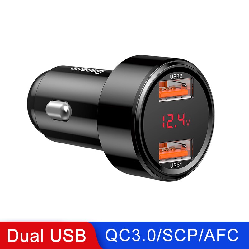 Baseus Quick Car Charger 6A 45W Dual Usb Type C QC4.0 PD3.0 Snelle Oplader Voor IPhone13 Pro Xiaomi Samsung telefoon Auto Snel Opladen: Black USB and USB