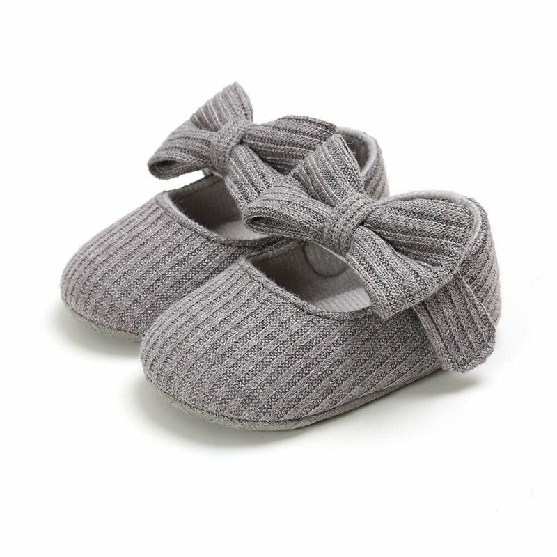 Emmababy schattige babyslofjes peuter baby jongen meisje gebreide wieg casual schoenen schattige strik antislip prewalker babyslofjes: Grijs / 13