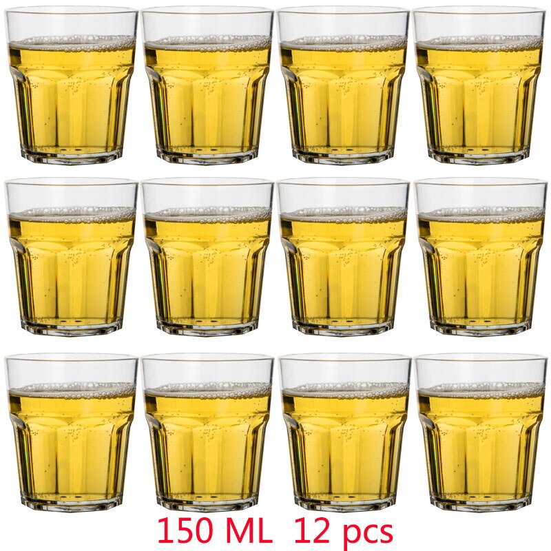 Daily Use Plastic Unbreakable Cups for Party Bar Family Stackable Juice Glasses Set Drinking Glasses For Soda Milk Beer Spirits: 150ML 12PCS
