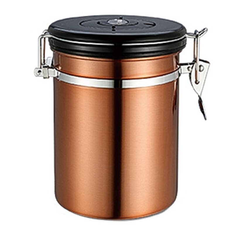 Coffee Storage Container Airtight Stainless Steel Coffee Canister Vault Coffee Bean Container with CO2 Valve to Keep Beans Fresh: GOLDEN 1.8l