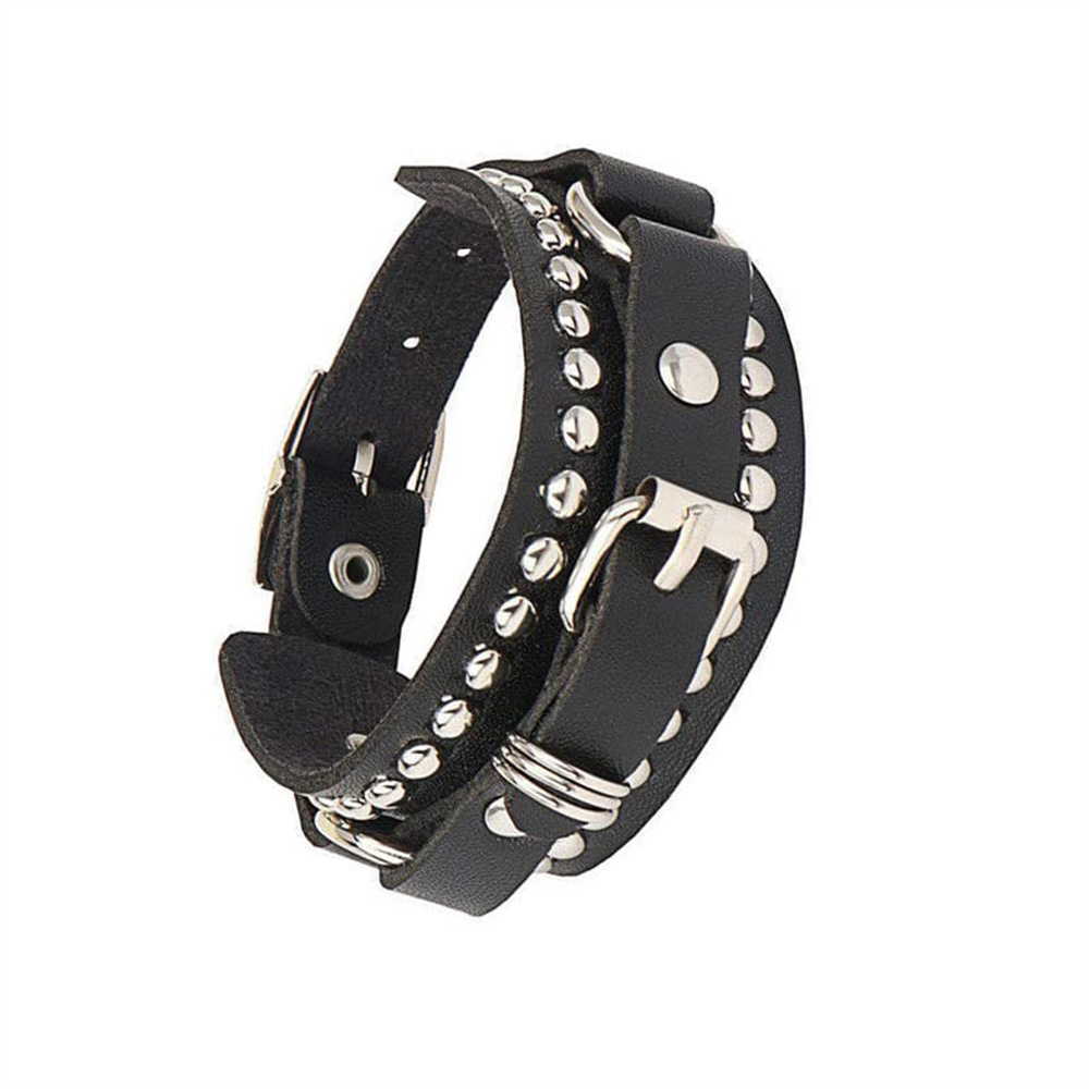 Punk Rock Studded Bracelet Set Spiked Leather Cuff Bracelet for Men Women 80s Wristband Emo Bracelet Adjustable