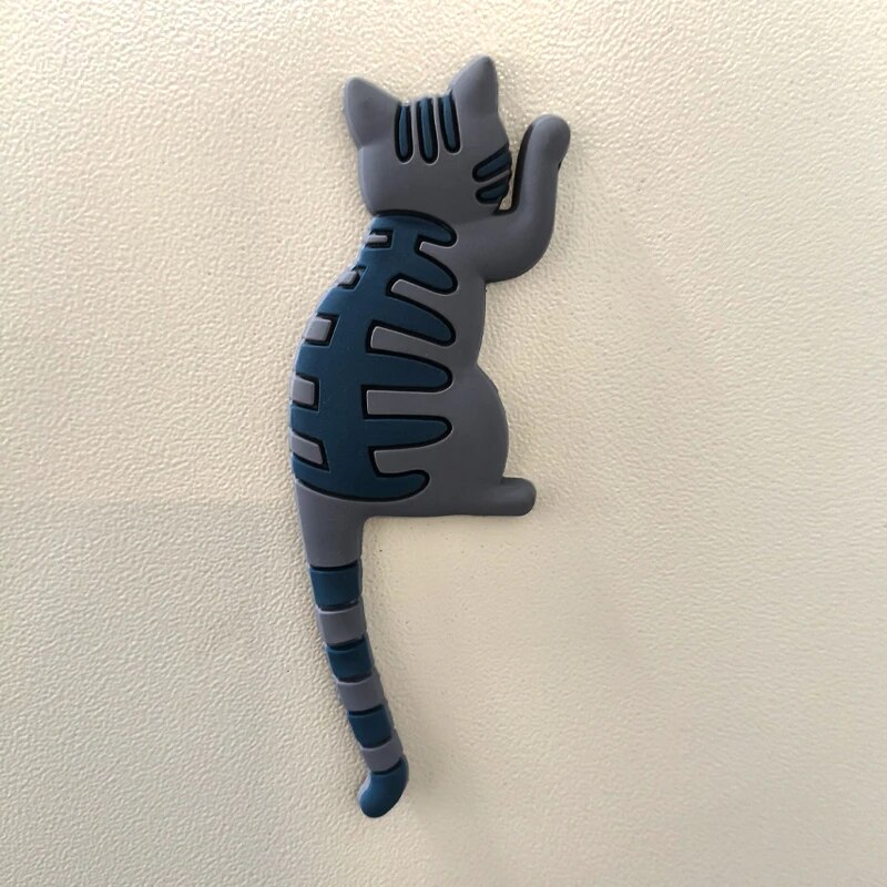 Kühlschrank-Magnethaken im süßen Katzen, Kawaii-Kühlschrankaufkleber, stanzfreier Magnethaken, magnetischer Aufbewahrungshaken: Black
