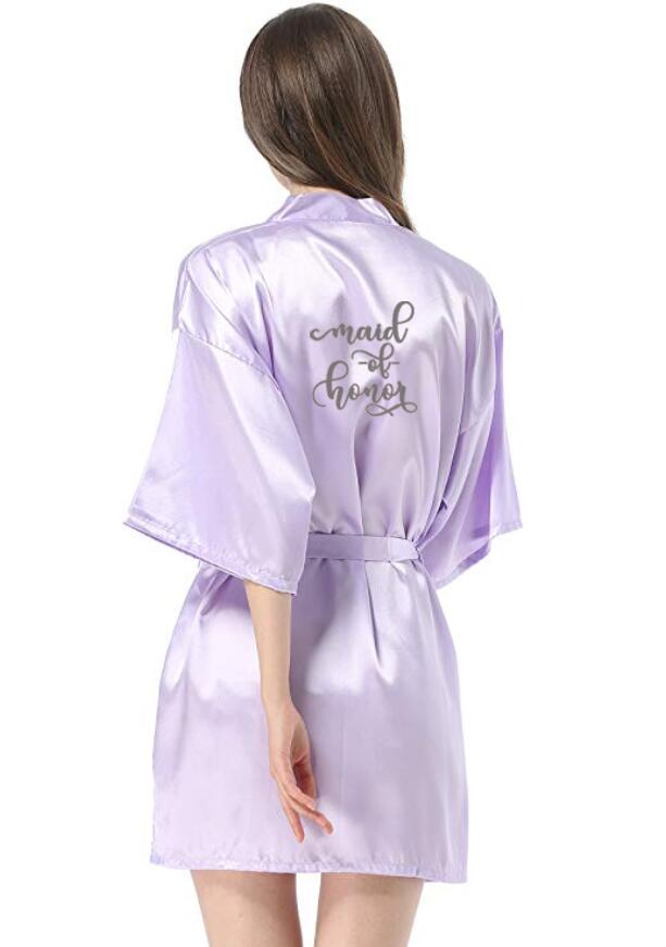 bruid bruidsmeisje gewaad met wit zwarte letters moeder zus van de bruid huwelijkscadeau badjas kimono satijnen gewaden