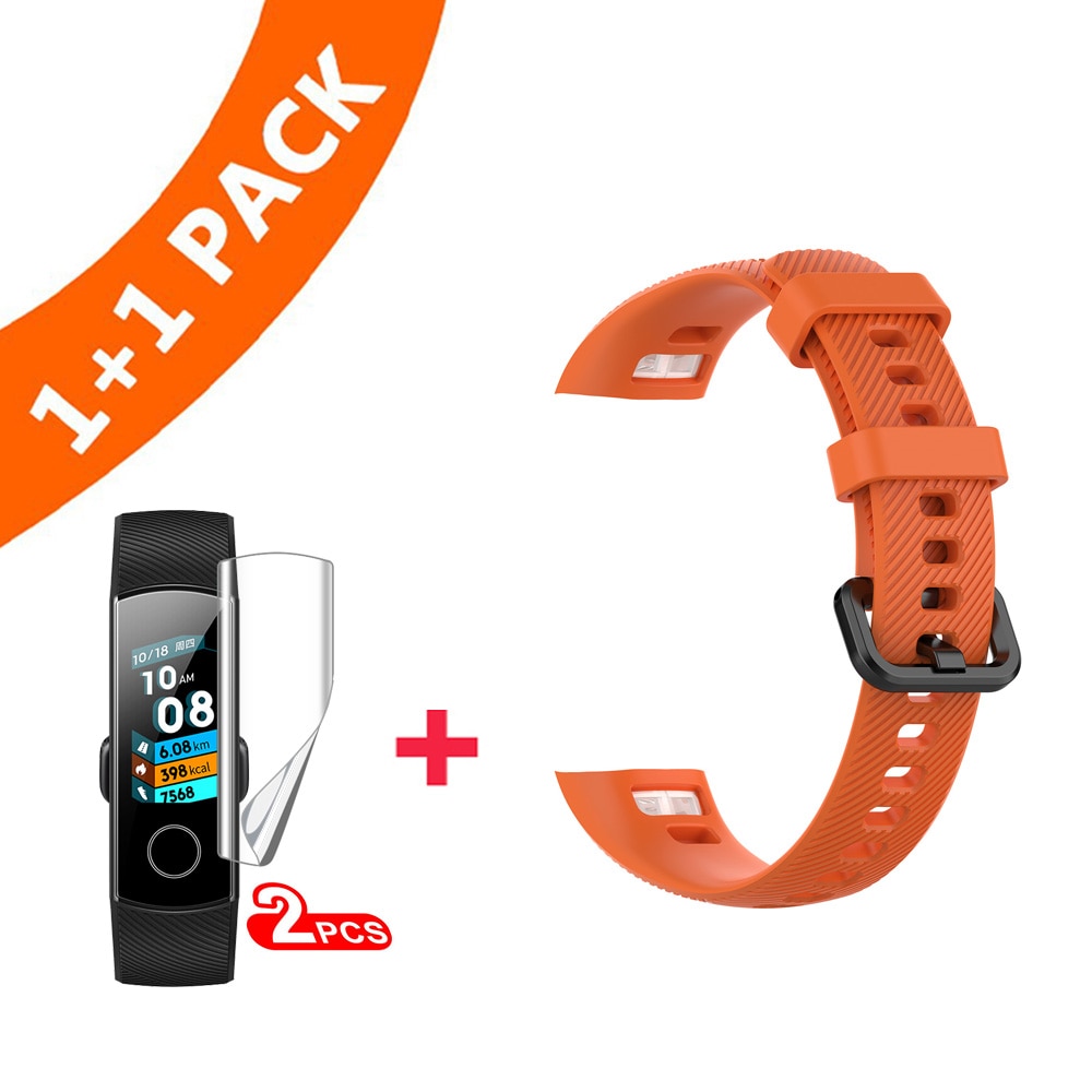 Handgelenk Gurt Für Huawei Honor Band 4 Strap Silikon Armband Armband Für Huawei Ehre Band4 Band 5 Strap Mit Schutzhülle film: Orange
