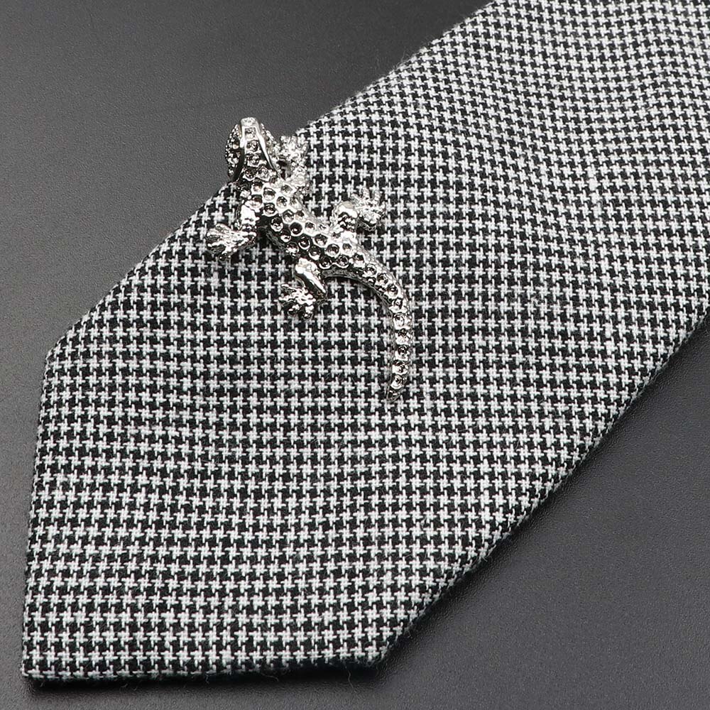 1 Piece Chrome Stainless Tie Clips Guitar lizard Dinosaur Bird Sword Pen Shape Tie Clip for Men Necktie Clips Pin For Mens
